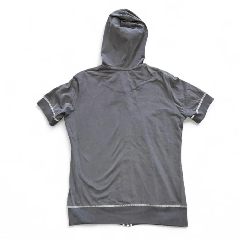 Vtg Y2K Nike Grey Zip Up Short Sleeve Hoodie Jacket Size Large 2000s Activewear